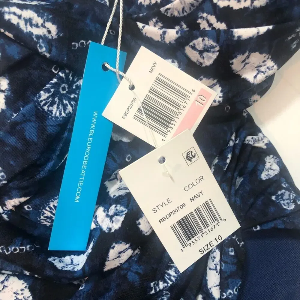 Bleu Rod Beattie floral shirred one piece swimsuit Size 10